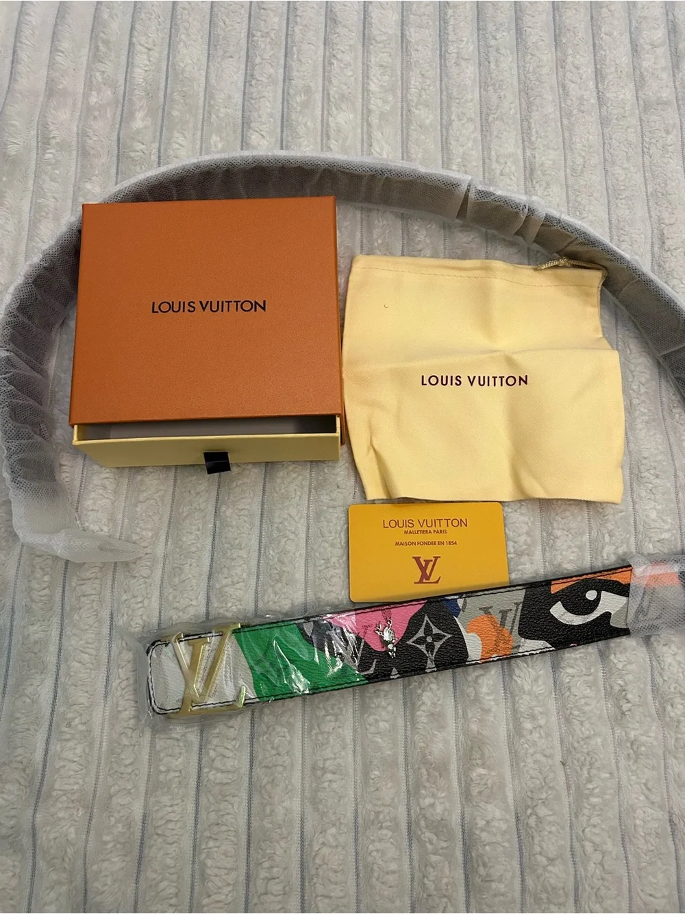 Louis Vuitton Multicolor Monogram Belt - Green Pink Orange Black
